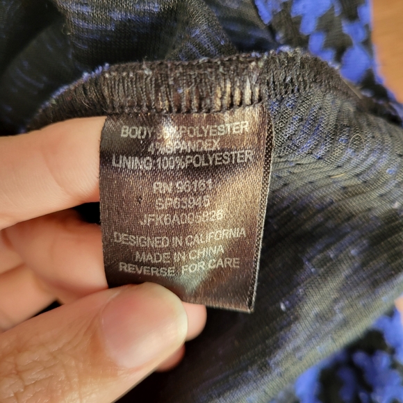 Cobalt Royal Blue & Black Houndstooth Fit & Flare Dress - Picture 3 of 6